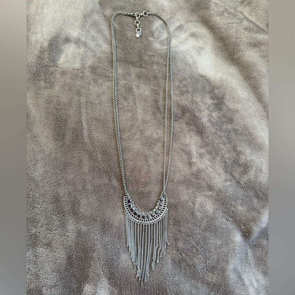 Lucky Brand Silver Bohemian Fringe Necklace